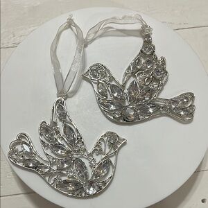 Silver Crystal Bird Ornaments
